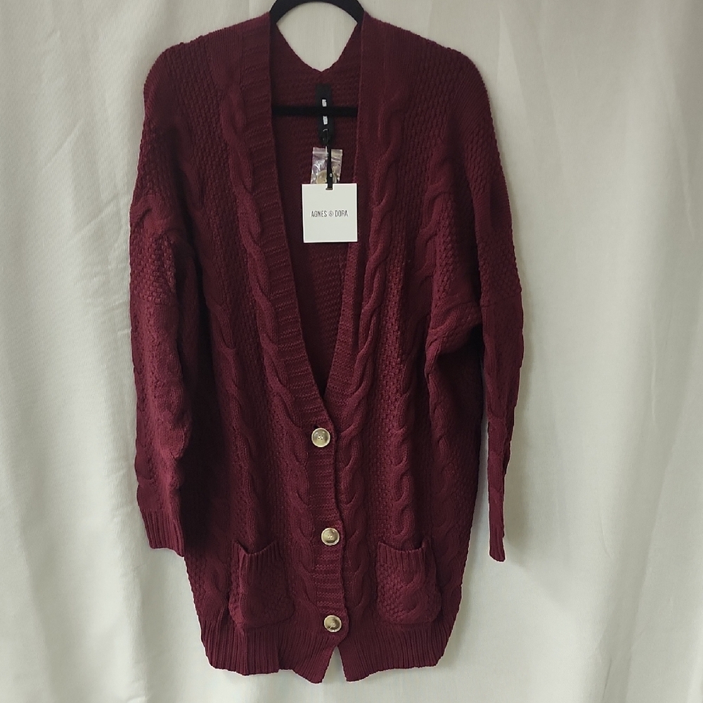Agnes & Dora Red Knit Cardigan Sweater